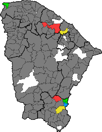 Mapa do Ceará onde choveu e não choveu no Estado 